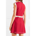 Graceful Red And White Sleeveless Ruffled Summer Mini Dress Manufacture Wholesale Fashion Women Apparel (TA0272D)